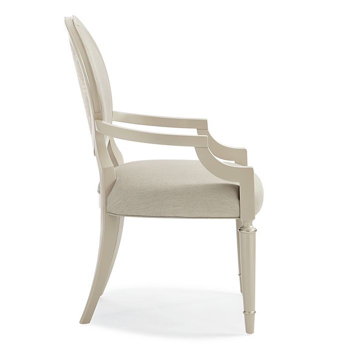 Shop Caracole Classic Chitter Chatter Dining Chair In Radiant Pearl Fabric
