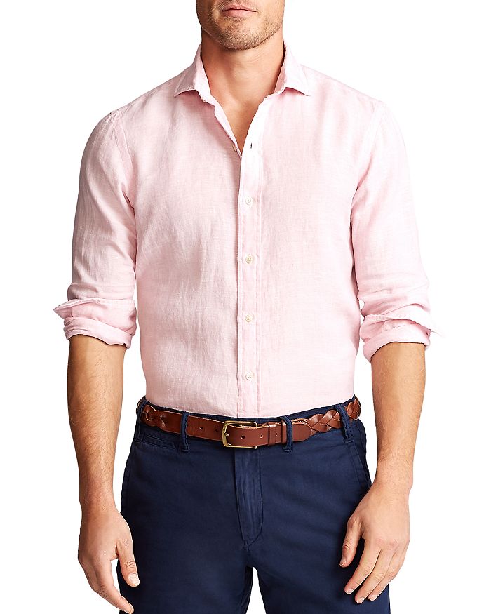 Polo Ralph Lauren Linen Classic Fit Button-down Shirt In Light Pink