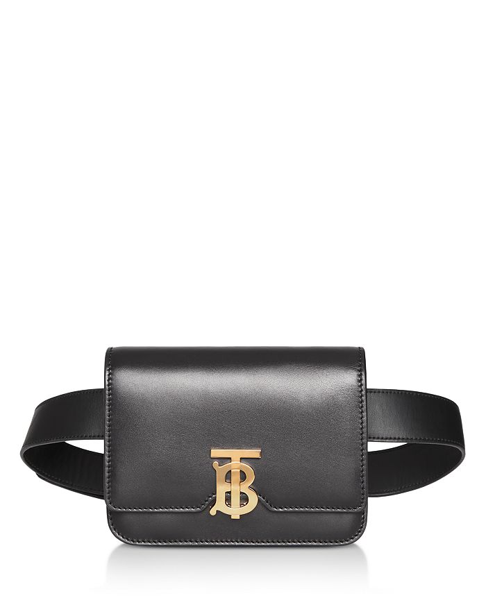Burberry Belted Leather Tb Bum Bag In Black/gold