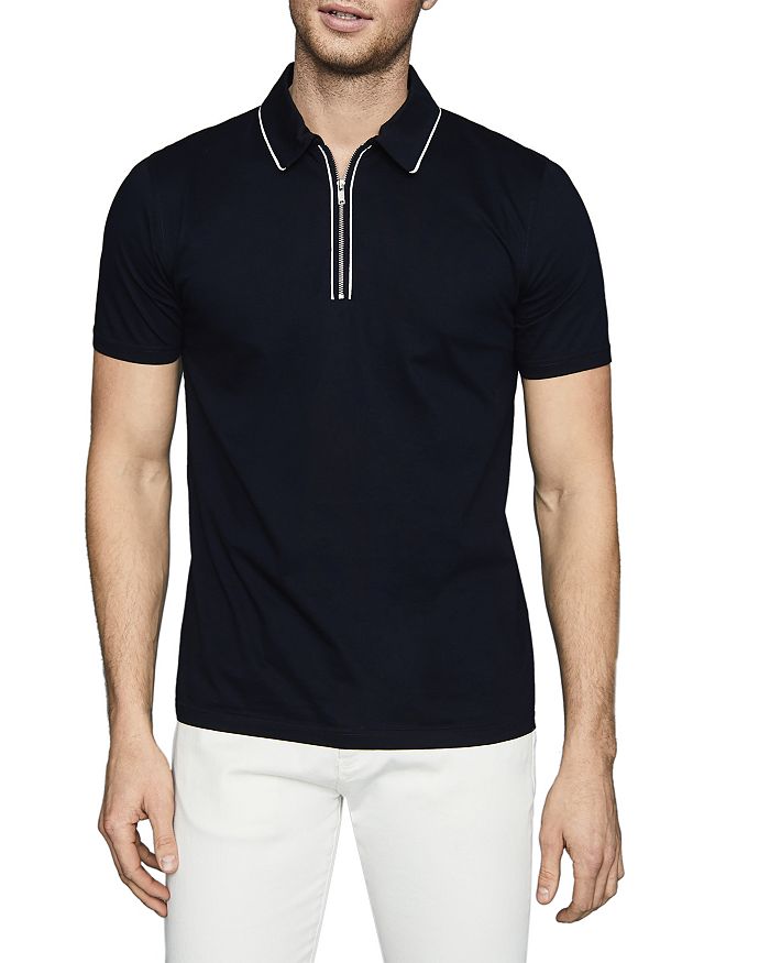 REISS Nathan Mercerized Cotton Piped Slim Fit Polo Shirt | Bloomingdale's
