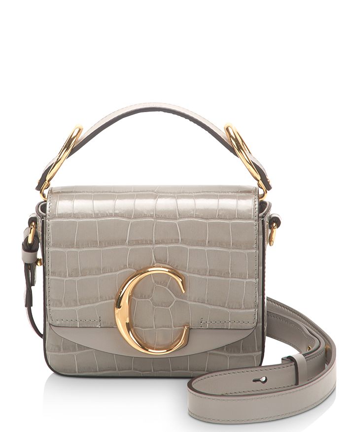 mini chloé c croc effect bag