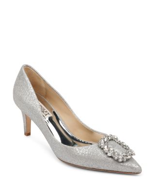 silver grey shoes kitten heel