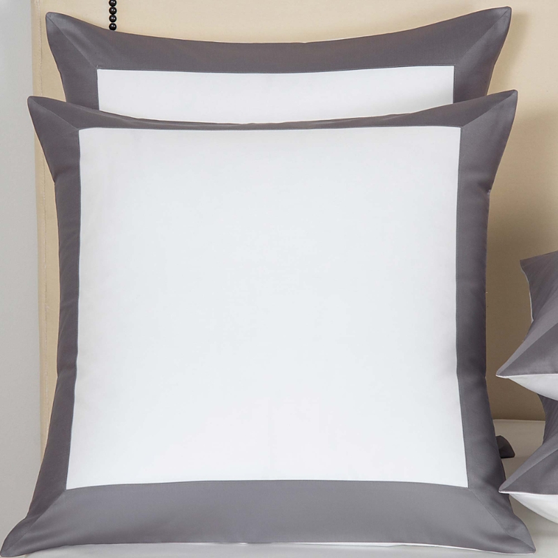 Frette Bold Euro Sham In Milk/slate Gray