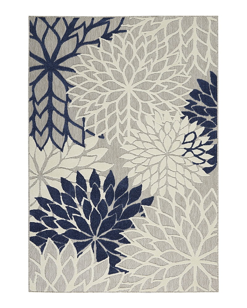 Nourison Aloha Alh05 Ivory And Navy 6' X 9' Outdoor Area Rug In Ivory