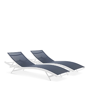 Shop Modway Glimpse Outdoor Patio Mesh Chaise Lounge Chair, Set Of 2 In White/navy