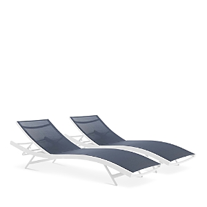 Modway Outdoor Glimpse Outdoor Patio Mesh Chaise Lounge Set Of 2 In White/navy