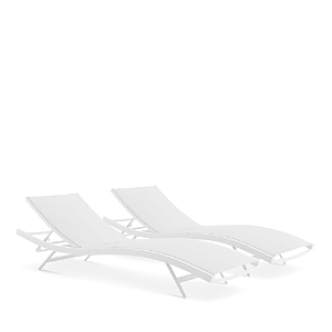 Modway Glimpse Outdoor Patio Mesh Chaise Lounge Set Of 2 In White/white