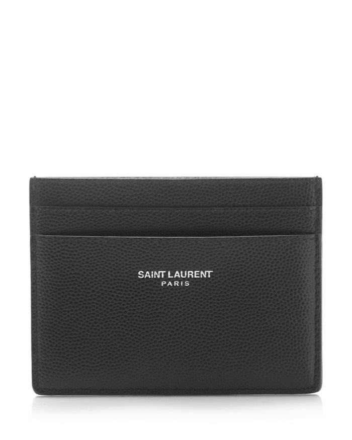saint laurent paris business card holder with flap in grain de  poudre-embossed leather