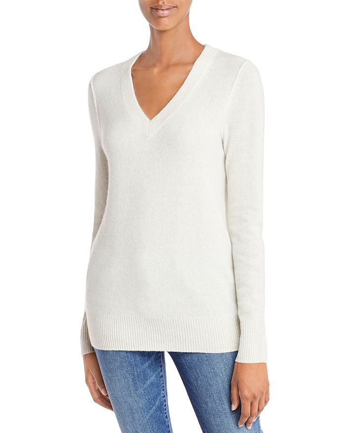 Aqua Cashmere V-neck Cashmere Sweater - 100% Exclusive In Ash