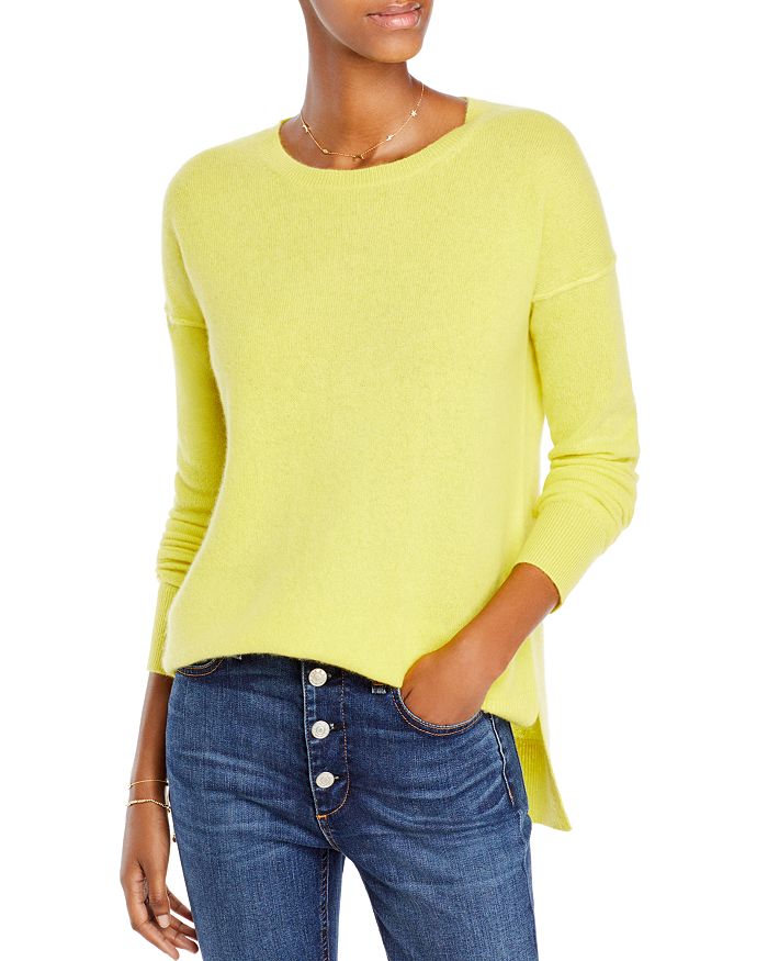 Aqua Cashmere High Low Cashmere Sweater - 100% Exclusive In Lemon Drop