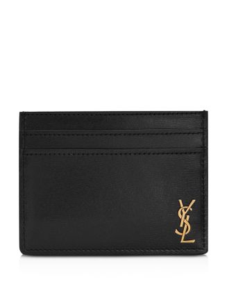 Saint Laurent Ysl Leather Card Holder W/ Neck Strap in Black for Men