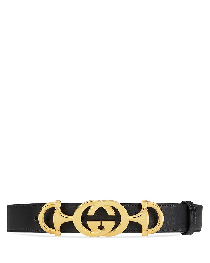 Gucci Women S Leather Belt With Interlocking G Horsebit Bloomingdale S