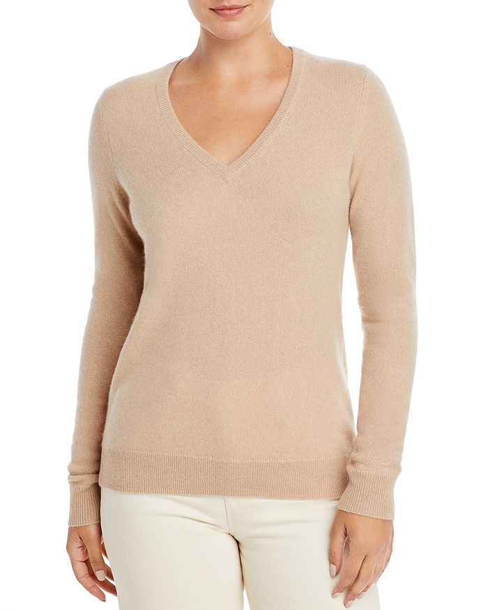 C By Bloomingdale's V-neck Cashmere Sweater - 100% Exclusive In Honey