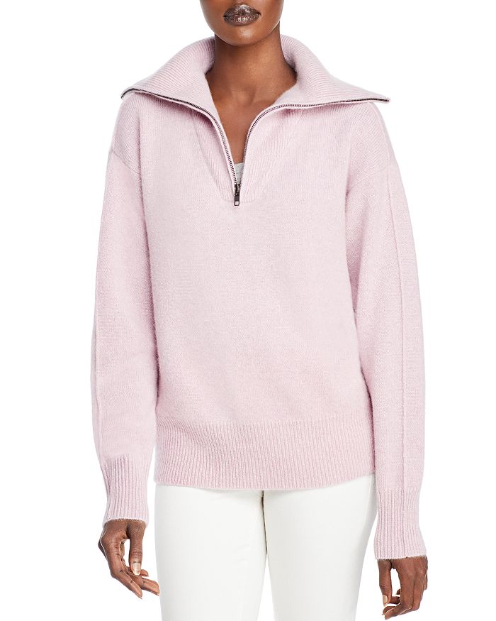 C By Bloomingdale's Half-zip Cashmere Sweater - 100% Exclusive In Marled Pink