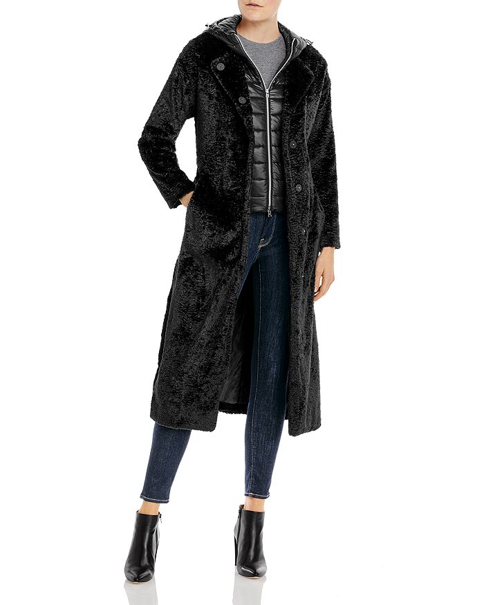 HERNO HOODED FAUX FUR COAT,CA010DR 15006
