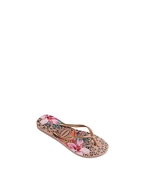 Shop Havaianas Girls' Leopard & Floral Print Flip-flops - Toddler, Little Kid In Crocus Rose