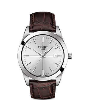 Photos - Wrist Watch TISSOT Gentleman Watch, 40mm Silver/Brown T1274101603101 