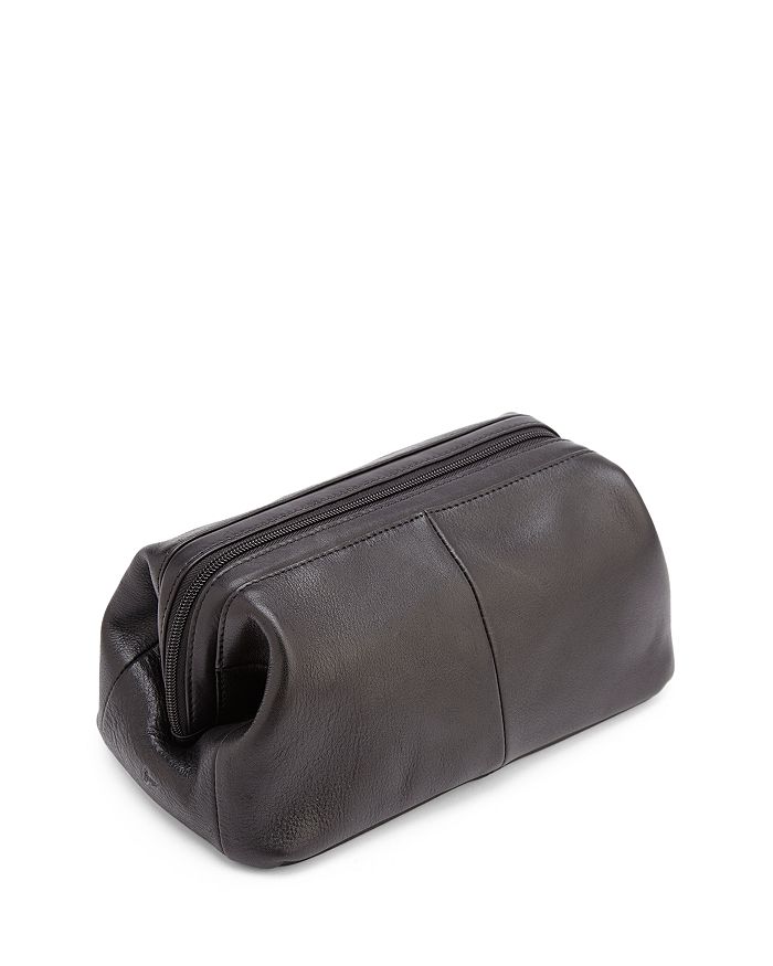 ROYCE New York Pebbled Leather Zip Toiletry Travel Bag