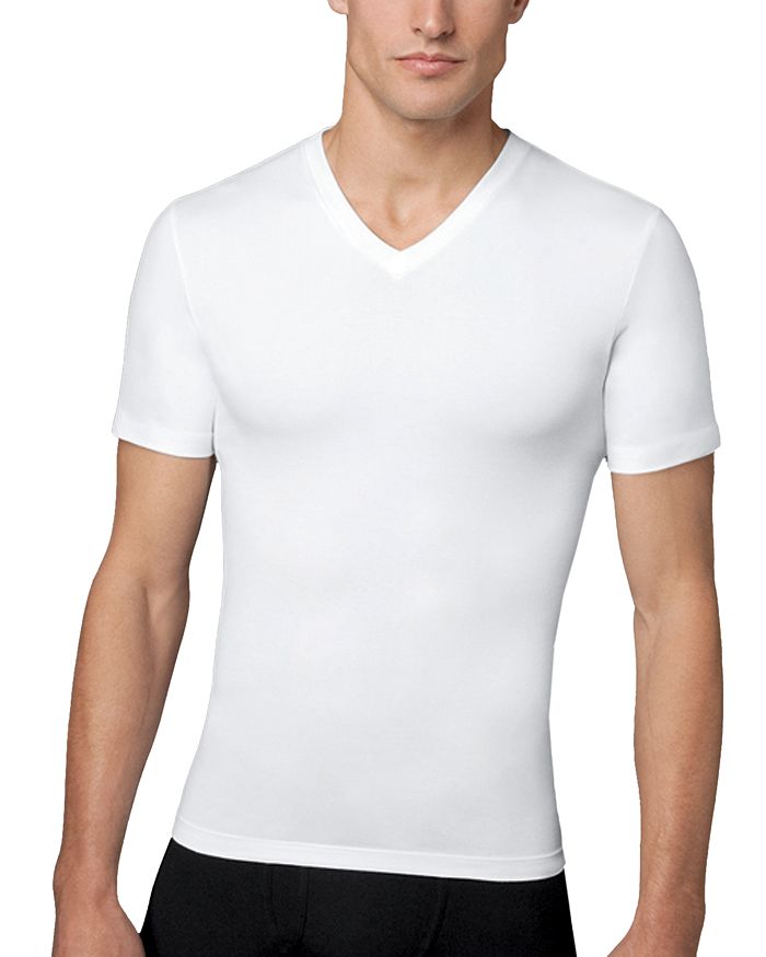 SPANX® Cotton Compression V-Neck Tee | Bloomingdale's