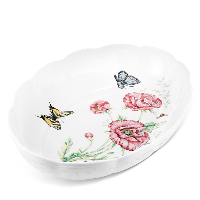 Lenox Butterfly Meadow Scalloped Oval Baker In White