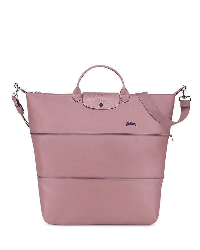 Longchamp Le Pliage Club Expandable Large Nylon Travel Bag In Antique Pink/silver