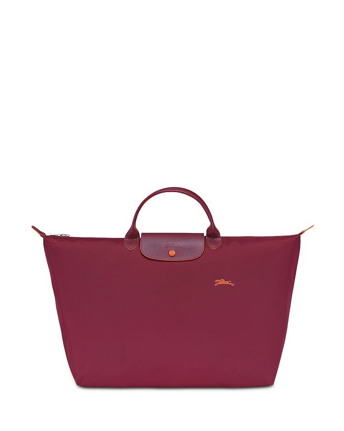 Longchamp Le Pliage Club Large Nylon Travel Bag In Garnet Red/silver