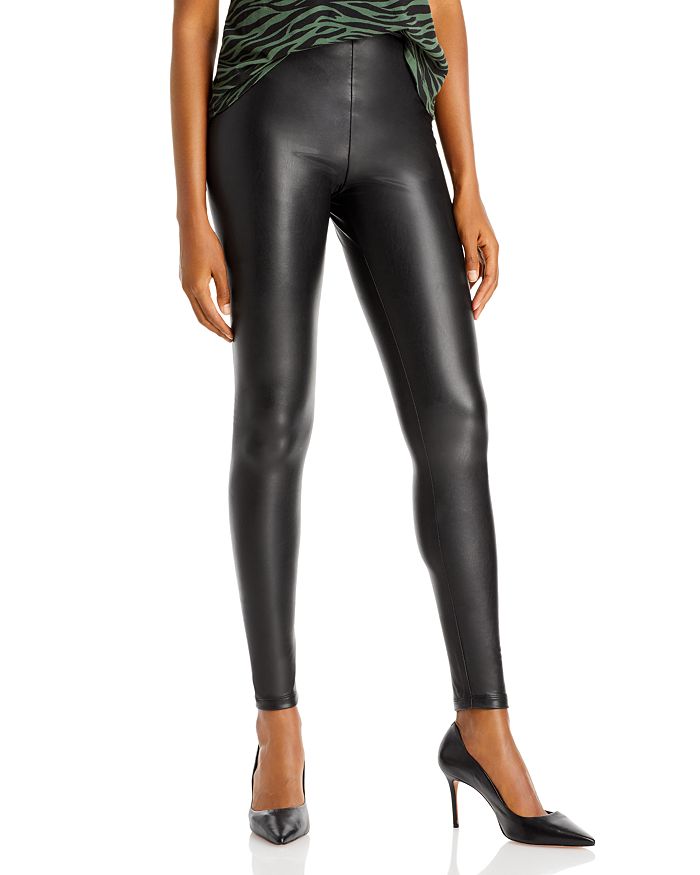 Black Wet Look Silk Like Shiny with The Silver Side Zip - Leggings at   Women's Clothing store: Leggings Pants