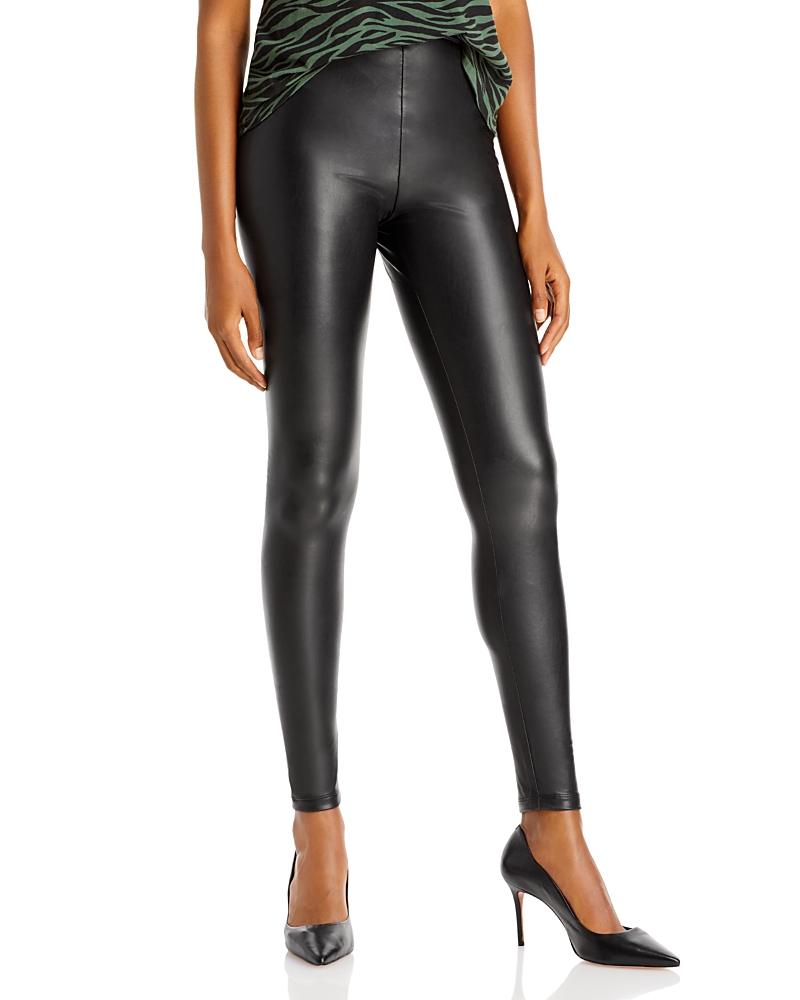 Aqua Faux Leather High Waist Leggings - Exclusive In Black
