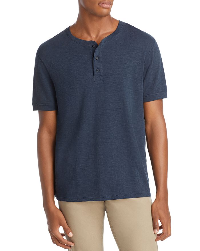 Vince Slub Knit Henley Tee In Coastal Blue