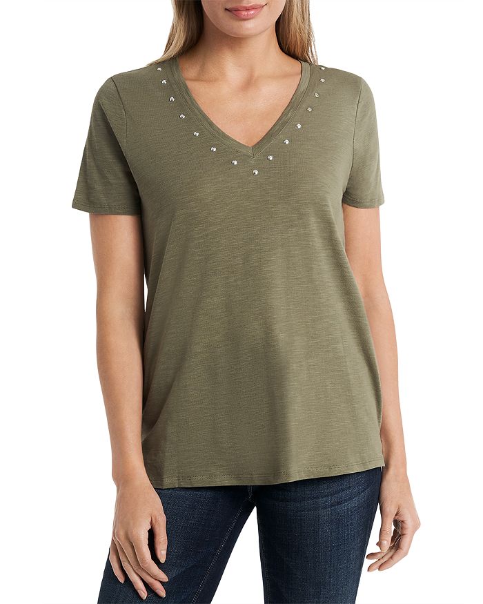 Vince Camuto Studded Tee In Light Sage