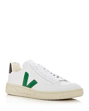 Veja Men's V-12 Low Top Sneakers In White/green