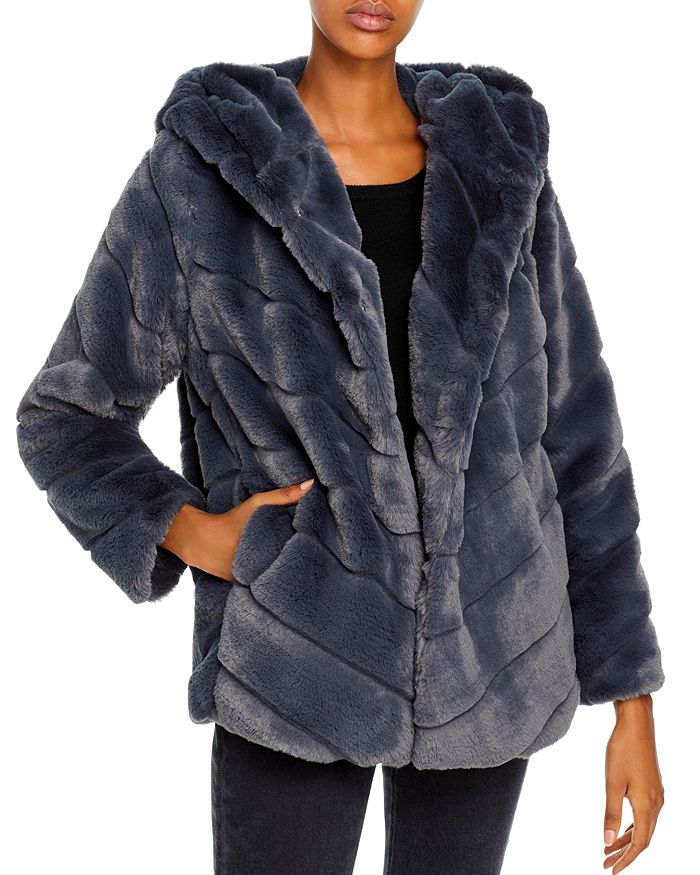 Apparis Genevieve Hooded Faux-fur Coat - 100% Exclusive In Ash Grey