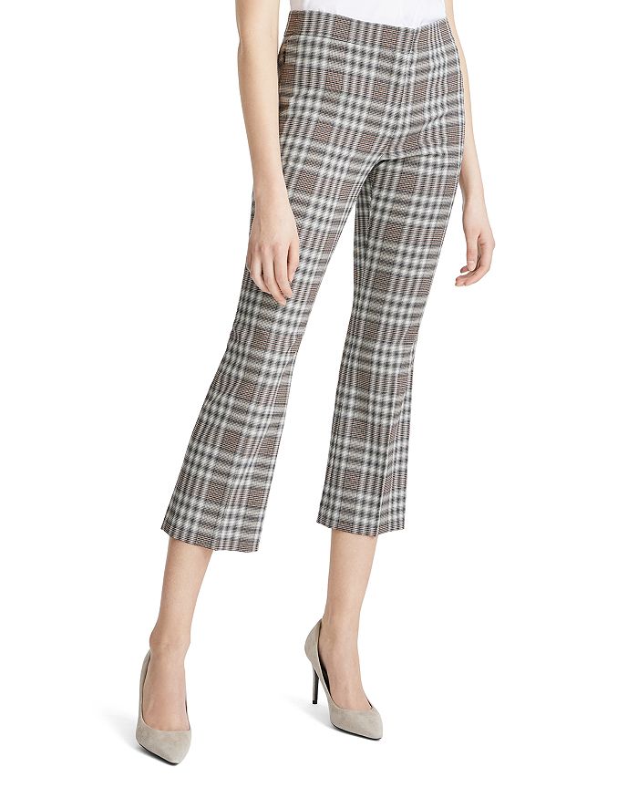 Theory Plaid Cropped Bootcut Pants In Multi