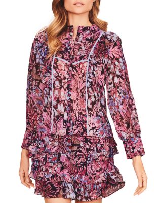 LoveShackFancy - Benicia Floral Ruffled Silk Skirt