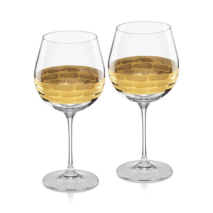 Shop Michael Wainwright Truro Red Wine Glass Set Of 2 In Clear/gold