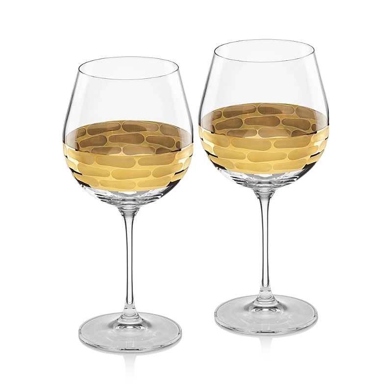 Michael Wainwright Truro Gold 2-piece Red Wine Glass Set In Clear/gold