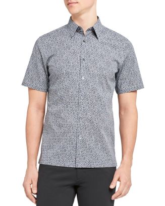 Theory Irving Cotton-Blend Printed Standard Fit Button Down Shirt ...