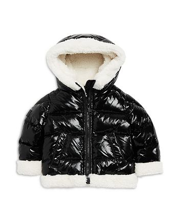 Girls Floral Quilted Padded Winter Coat with Faux Fur Trim Hood