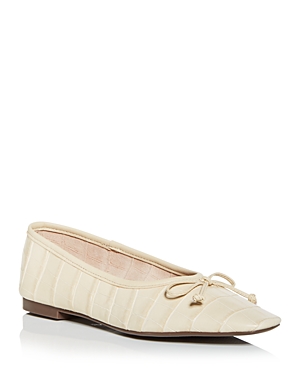 Schutz Women's Arissa Croc Embossed Ballet Flats In Almond Buff Croc Embossed Leather