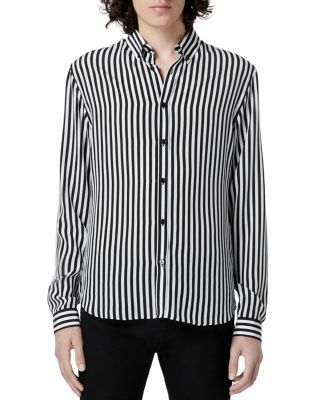 black and white striped silk shirt