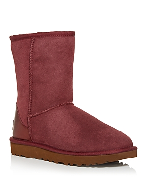 Ugg Women's Classic Short Ii Metallic-trim Booties In Timeless Red