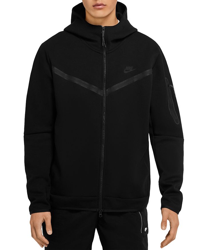 Nike Lightweight Hooded Sweatshirt With Zip Men's Sportswear Tech Fleece Hoodie Black/black In Black