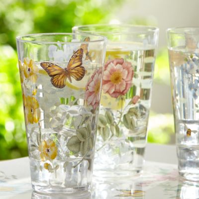 Butterfly Meadow Acrylic Highball Glasses, Set of 4