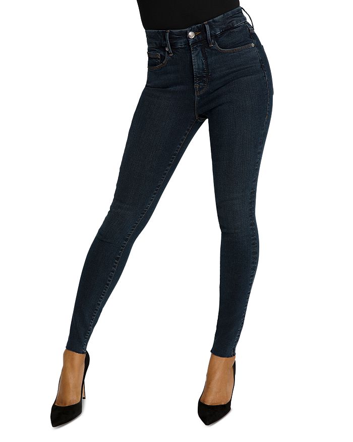 GOOD AMERICAN RAW EDGE SKINNY JEANS IN BLUE469,GLRE949T