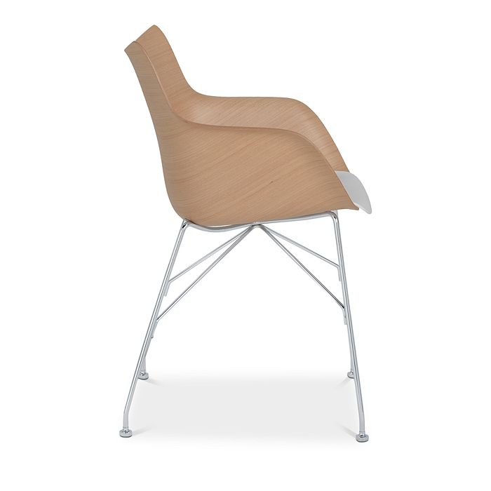 Shop Kartell Q Basic Veneer Dining Chair In Light Wood/chrome Legs