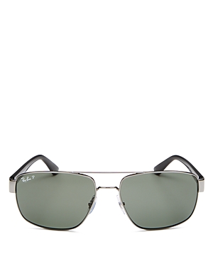 Ray-Ban Polarized Brow Bar Aviator Sunglasses, 60mm