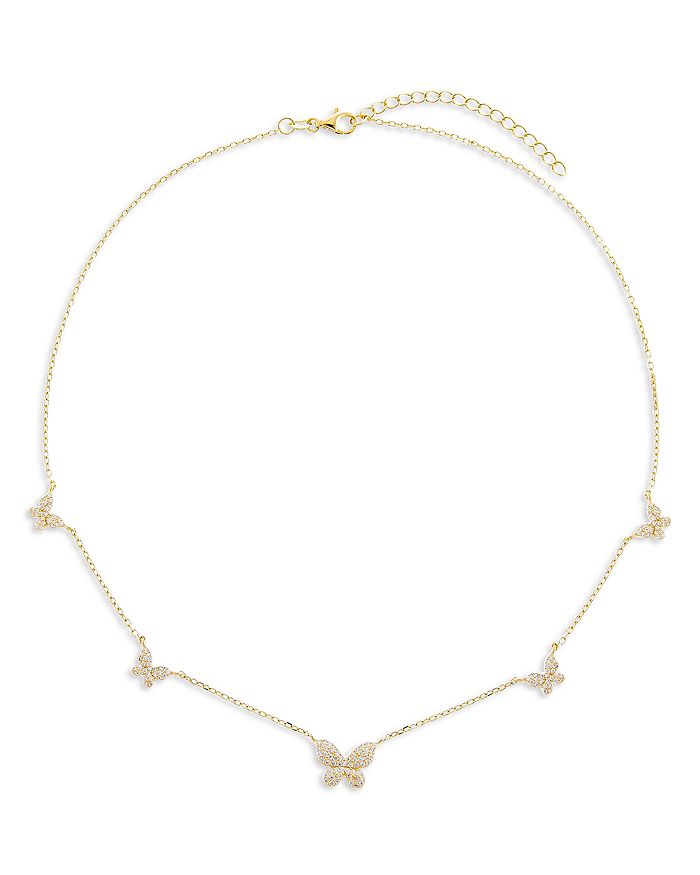 Adinas Jewels Adina's Jewels Pave Butterfly Choker Necklace, 15-17 In Gold