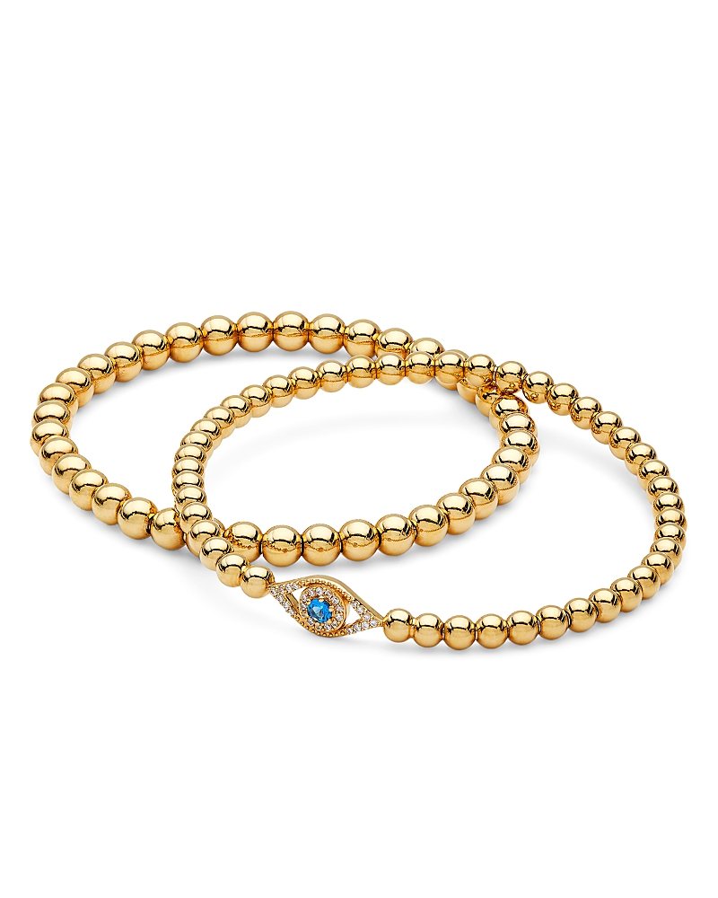 Nadri Evil Eye Cubic Zirconia Beaded Stretch Bracelets, Set of 2