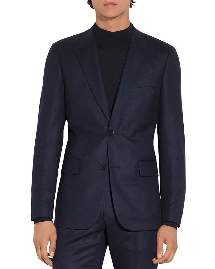Sandro Wool Blend Formal Night Suit Jacket In Navy Blue Sandro Wool Blend Formal Night Suit Jacket In Navy Blue