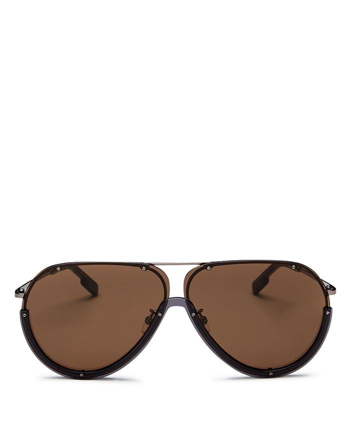 Kenzo Women's Brow Bar Aviator Sunglasses, 67mm In Shiny Light Ruthenium/brown